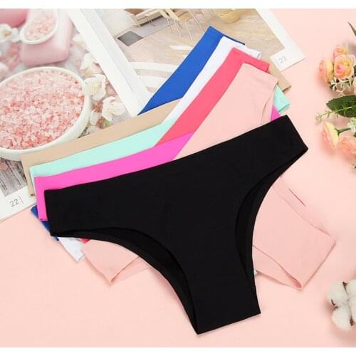Summer Cool Ultra-thin Panties Seamless Ice Silk Pure Color Panties Ladies Candy Color Panties Basic All-match Sexy Panties
