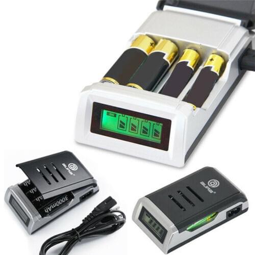 4 Slots LCD Smart Charger AA AAA Battery Charger with Charging Cable For Ni-MH Ni-CD Rechargeable Batteries US Plug 30A27