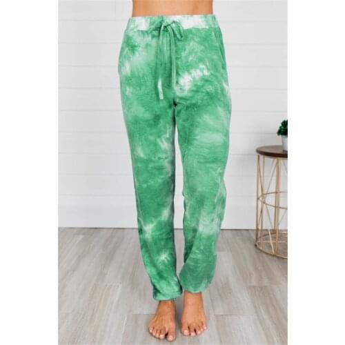 Tie-dye Printed Pants Women Fashion Pocket Lantern Drawstring Sports Trousers Casual Pants Women Clothing Women Cargo Pants