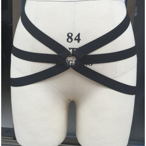 Sexy lingerie pentagram harness garter belt prom Women dresses Gothic Harajuku skirt fetish wear Harness garter belt