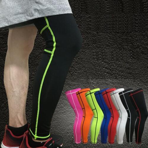 1PCS Men Sports Basketball Leg Sleeve Silicone Anti Long Knee Pad Spandex Breathable Long Knee Support Brace Pad Protector HX006