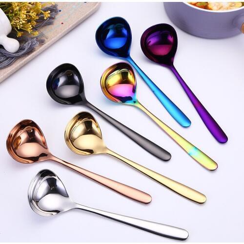 1pc New Stainless Steel Plating Color Spoon Soup Spoon