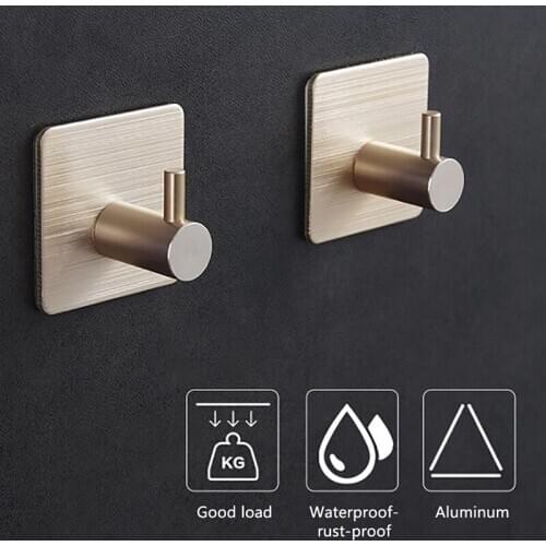 1Pc Self Adhesive Home Kitchen Wall Door Hook Key Rack Towel Hanger Aluminum