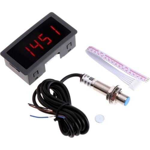 4 Digital LED Tachometer RPM Speed Meter+Proximity Switch Sensor NPN 12V 9999RPM
