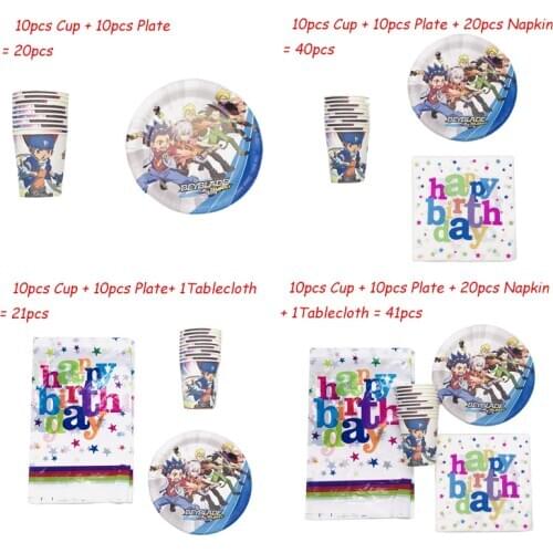 41pcs Beyblade Theme Kid Birthday Party Decorations Paper Cup Plate Napkin Baby Shower Party Supplies Christmas Tablecloth Set