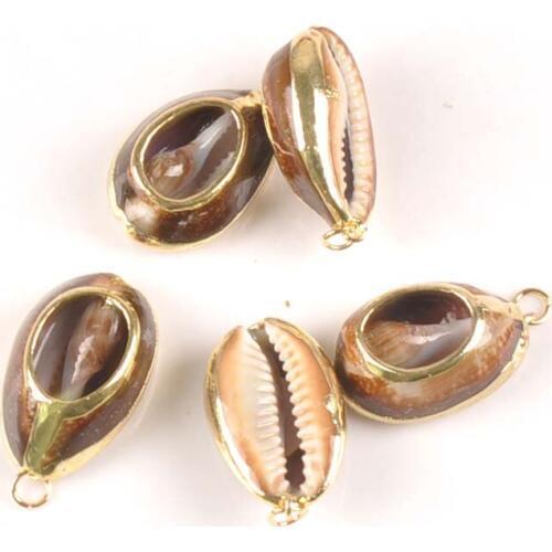 5pcs Natural Shell Fo Craft Home Decoration DIY Charms Nautical Gold Plated Cut Off Seashells Handmade Pendant 20-35mm TR0274