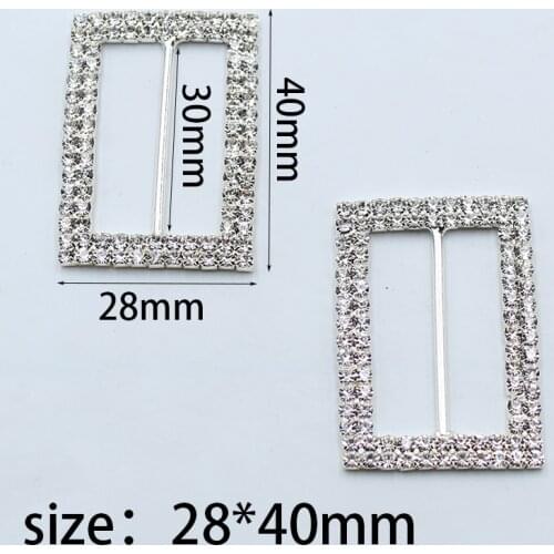 5pcs rectangular double row shiny rhinestone buckle gift box invitation card decoration accessories ribbon bow sliding buckle