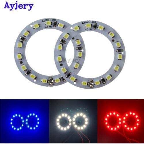 AYJERY 2Pcs Angel Eye 1210 40MM 60MM 80MM 100MM 120MM Headlight Halo Ring 12V DC Car Angel Lighting White Blue Red