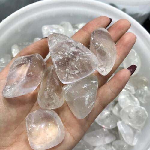 White crystal quartz large tumbled stone reiki healing natural stone and minerals home garden decoration for sale 100g