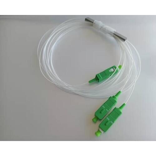 Free Shipping Fiber Optical PLC Splitter SC 1 : 2 Mini steel tube type 1x2 0.9mm Fiber Opitc Splitter SC/APC Connector