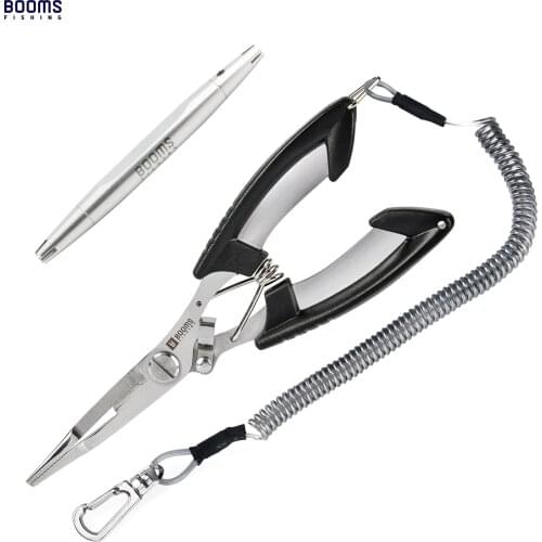 Booms Fishing H01LT1 Fishing Pliers Scissors Stainless Steel with Lure Hook Adjuster Fish Hooks Remove Tool Combination Set