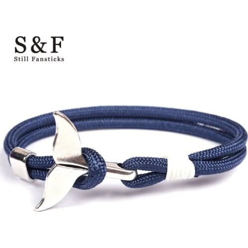 Alloy Whale tail bracelet Anchor bracelets for women jewelry men pulseras mujer moda 2018 pulseira masculina feminina Handmade