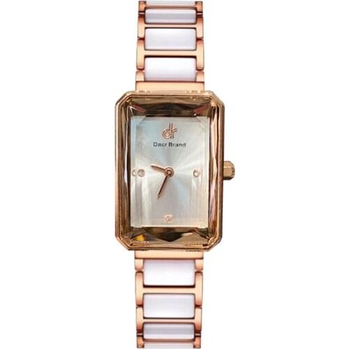 Top Brand Women Watches Fashion Rose Gold Square Ladies Quartz Watch Bracelet Set Dial Simple White Luxury Women Watches+Box