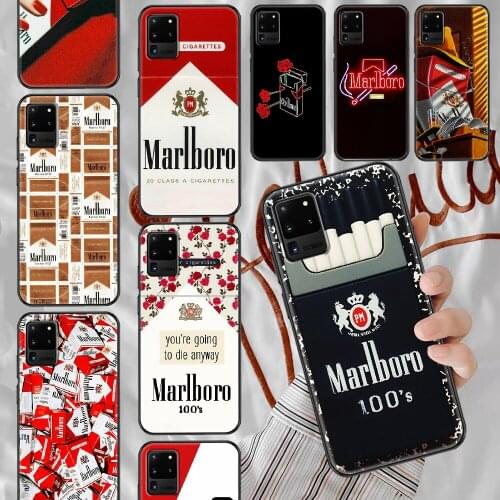 Funny Cigarette Marlboros Phone case For Samsung Galaxy Note 4 8 9 10 20 S8 S9 S10 S10E S20 Plus UITRA Ultra black luxury funda