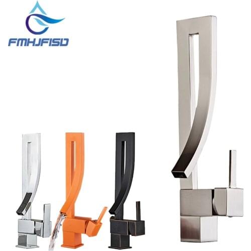 Elegant Chrome Brass Bathroom Square Faucet Luxury Sink Mixer Tap Deck Mounted Hot And Cold Mixer Tap Faucet