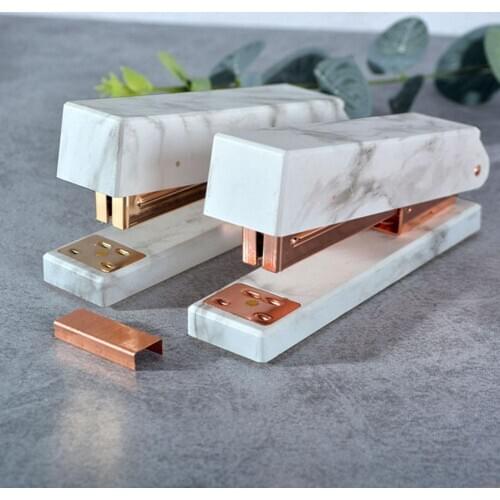 Elegant Marble Pattern Stapler Heavy Duty Desktop Spring Powered Stapler For Home Office Bookbinding Supplies