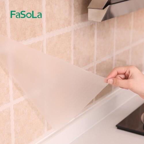 FaSoLa Transparent Kitchen Oil-proof Waterproof Stickers Aluminum Foil Kitchen Stove Cabinet Self Adhesive Wall Sticker