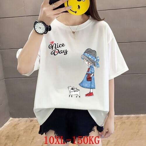 Plus size womens T-shirt plus size 7XL 8XL 9XL10XL summer round neck short sleeve loose large size black and white blue top