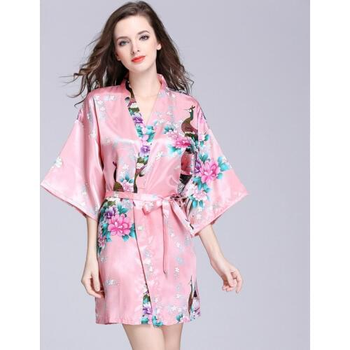 Quality Kawaii Silk Dress Bridal Robes Bridesmaid Robes Wedding Pink Womens Robe Underwear Women