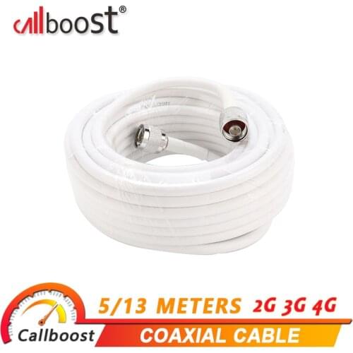 13 &5 Meters White 5D Coaxial Cable N Male to N Male Connector Low Loss Coax Antenna Cable for Mobile Cell Phone Signal Booster