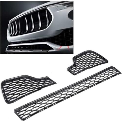 3Pcs Front Bumper Lower Grill Set Grille Guard Fit for Maserati Ghibli 2014 2015 2016 2017 Black Car-styling