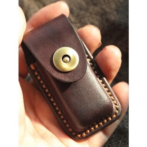 Mini Small Handmade Genuine Leather Lighter Case Sparkling for 4cm belt Smoking Portable Accessories Men Gadget Gifts
