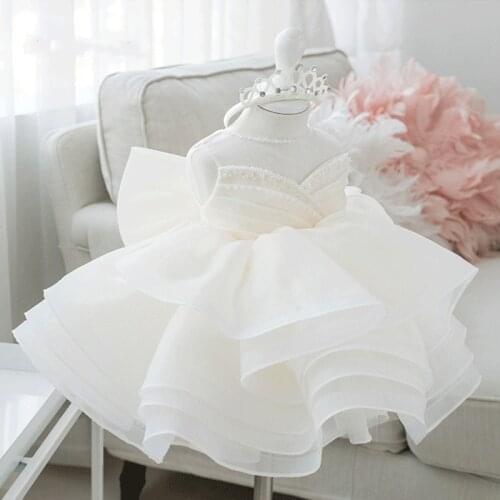 Cute Infant Girl Birthday Dress Big Bow Flower Girl Dresses Princess First Birthday Dress 12M 18M 24M