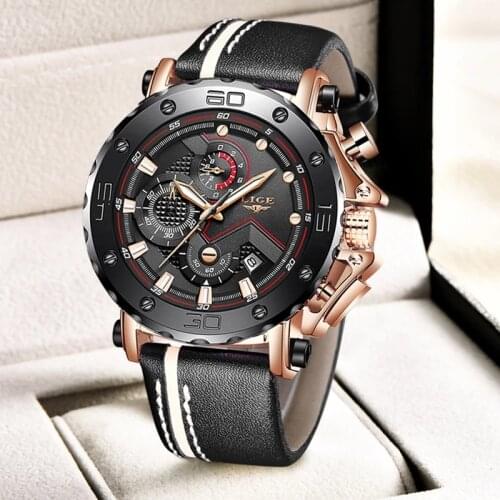 LIGE Famous Brand Watch Montre Luxury Chronograph Large Dial Watch Waterproof New Mens Fashion Watches Sports Relogio Masculino