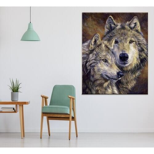 Warm Wolf DIY Painting By Numbers Animals Drawings To Paint With Numbers Home Decor Hand Painted Wall Art Pictures New Year Gift
