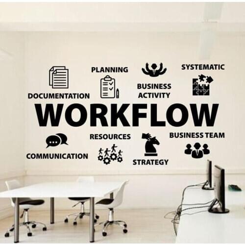 Workflow Lettering Business Wall Sticker Wording For Office Decal Inspirational Decoration Murals DIY 2294