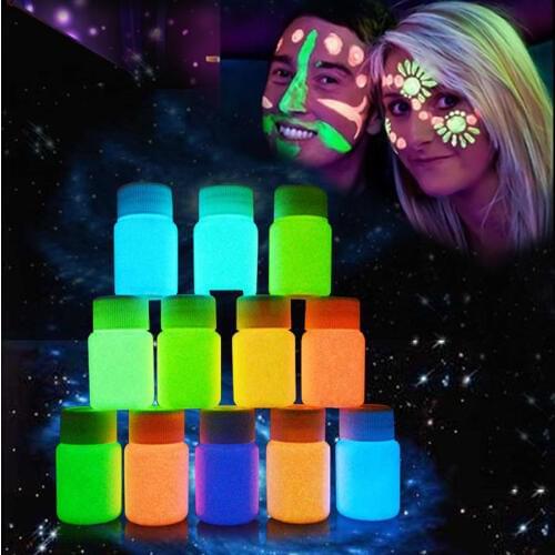 NEW 9 Colors Neon Fluorescent Body Paint Grow In The Dark Face Painting Luminous Acrylic Paints Art for Halloween