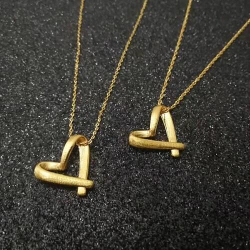 NYMPH Real 24K 999 Gold Jewelry Heart Pendant Necklace Classic Wedding Gift Solid AU750 Chain for Women Fine Jewelry X506