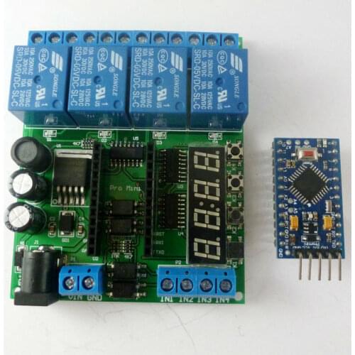 DC 5-24V 4ch Pro mini PLC Board Relay Shield Module for Arduino LED Display Cycle Delay Timer Switch ON/OFF