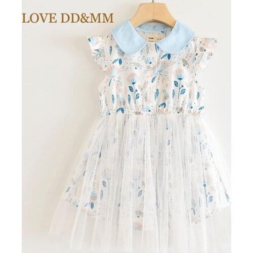 LOVE DD&MM Girls Dresses 2021 New Kids Clothing Sweet Flower Print Doll Collar Small Mesh Princess Dress For Girl 3-8 Years