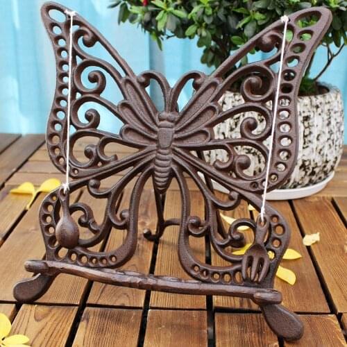 Rustic Butterfly Cast Iron Menu Brochure Holder European Home Tabletop Foldable Hollow Butterfly Design Painting Easel Board