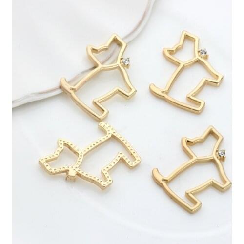 6pcs/lot Zinc Alloy Golden Matte Cartoon Animals Dog Charms Pendant For DIY Jewelry Making Finding Accessories