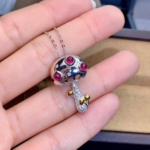 Ruby necklace with pendant Natural And real ruby Free shipping 925 sterling silver Pendant