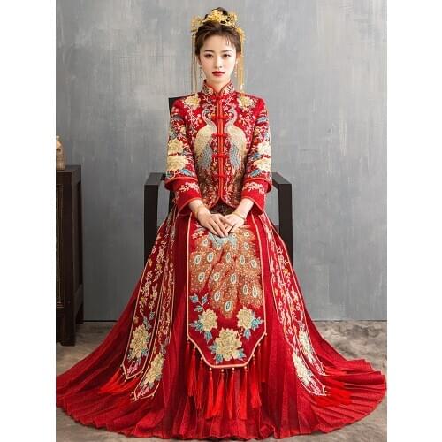 Traditional Chinese Wedding Dress Oriental Style Dresses China Clothing Plus Size 6XL 2020 Modern Cheongsam Red Qipao Long