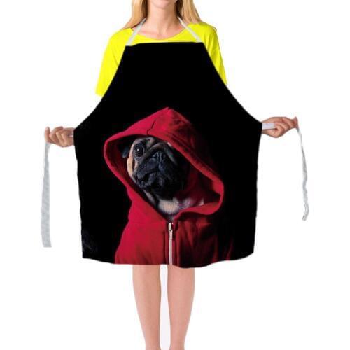 Unique Work Apron For Men Women Cute Pug Print Personalized Chef Aprons Sleeveless 79*67cm Restaurant Kitchen Bib Aprons