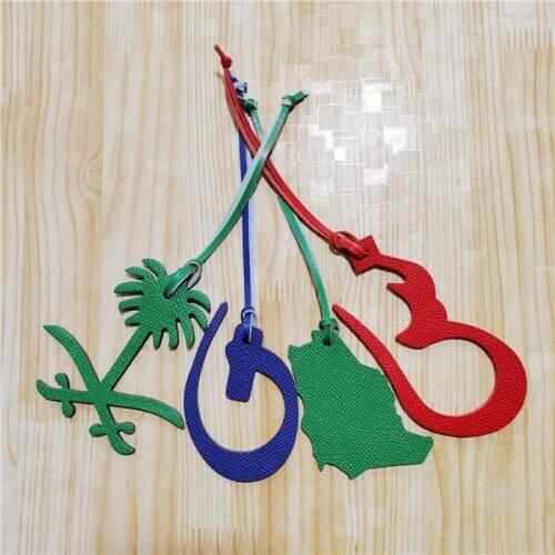 Customized Genuine Leather Character Arabic Letter Bag fashion Alphabet Keyring Women Leather Bag Pendant Handbag Accessories