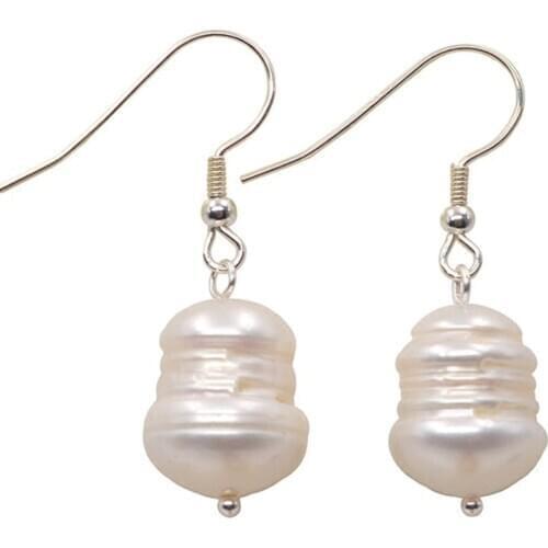 Hot selling cheap jewelry natural white color real pearl handmade silver plated simple dangle earring women lady trendy