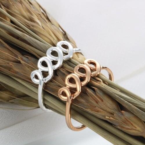 QIMING Gold Fashion Best Friend Ring Minimal Jewelry Trinity Knot Charm Fashion 3 Sister Ring For Women Wedding Bague