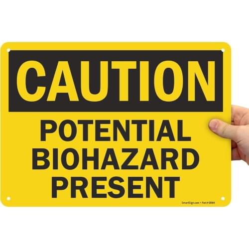 SmartSign "Caution Potential Biohazard Present" Sign |8" x 12" Aluminum