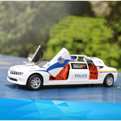 1/32 Alloy Extented Police Fire Model Toy Car Die Cast Pull Back Sound Light Toys Vehicle For Children