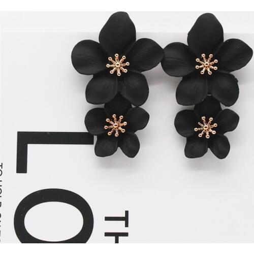 2019 New Design Fashion Jewelry Elegant big double Flower Earrings Summer Style Beach Party Statement earring for woman