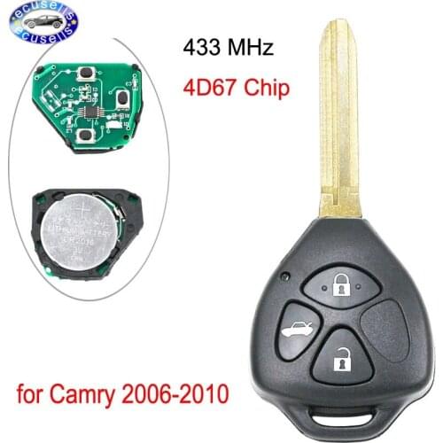 3 Buttons Remote Key Keyless Fob 433MHz With 4D67 Chip inside for Toyota 2006-2010 Camry