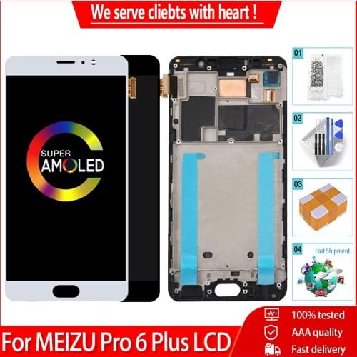 5.7" Orig AMOLED For MEIZU Pro 6 Plus LCD Touch Screen With Frame Display Digitizer Panel Assembly Replacement Parts Free Tools