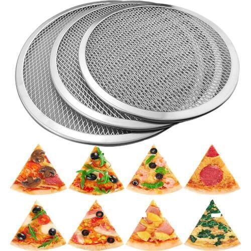 6-22inch Reuse Non-Stick Aluminum Mesh Pizza Screen Pasta Baking Tray Metal Net Bakeware Kitchen Baking Tools