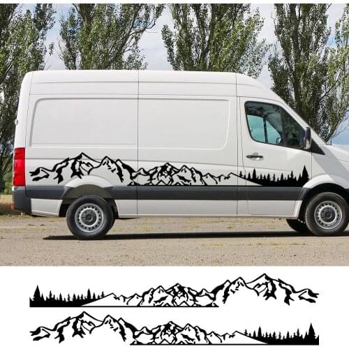 4Pcs/Lot Car Stickers Sports Decor Motorhome Camper Van DIY Stripes Mountain Graphics Decals For Volkswagen Crafter Accessories
