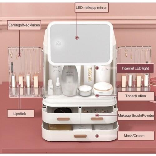 Nordic Style Large-capacity Desktop Storage Box Girl Cosmetic Storage Holder Dustproof Drawer Type Makeup Lipstick Jewlery Box